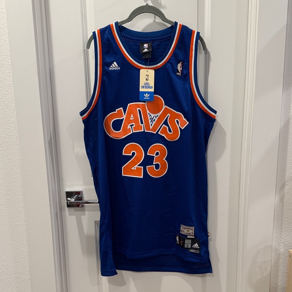 Adidas LeBron James Cavaliers Blue and Orange Basketball Jersey